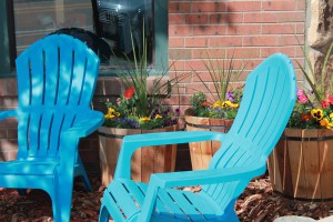 Blue outdoor chairs