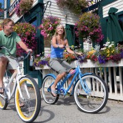 Couple riding bikes by Fatty's
