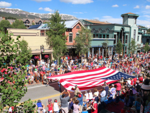 Independence Day Parade with American Flag Main Street Breckenridge