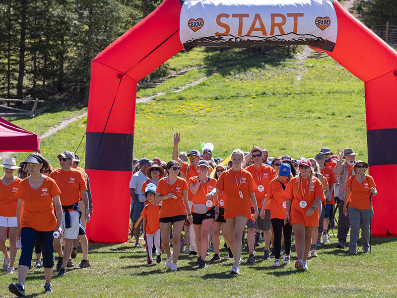 Racers at the starting arch at the RAM Walk in Breckenridge