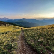 A hiker enjoying Black Powder Pass near Breckenridge, Colorado.