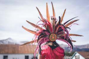 a traditional headpiece on display for Dia de los muertos celebration in Breckenridge, CO